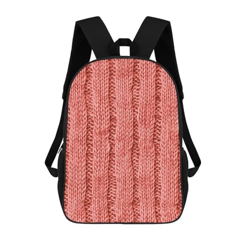 Knitted Texture Pattern Backpack - Durable 600D Polyester, 17 Inch Backpack with Ergonomic Adjustable Straps, Lightweight Travel Bag for Men & Women