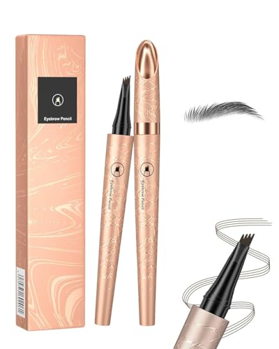 JUKOTA Lápiz de Cejas 3D Microblading, 2025 Nuevo Lapiz Cejas, con punta de 4 horquillas para cejas naturales, Resistente al Agua y al Sudor(12# café oscuro)