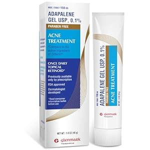 Glenmark Therapeutics Adapalene Gel 0.1% Acne Treatment, Paraben Free Topical Retinoid Cream for Face, Helps Clear and Prevent Acne and Clogged Pores, 45g Tube