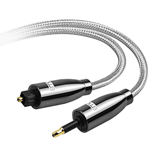 EMK - Cable Toslink a Mini Toslink de 3,5 mm SPDIF óptico de 3,5 mm a adaptador de cable de audio óptico para Home Theater (1M, Óptico Mini Toslink de 3,5MM, Blanco)