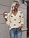 Zeagoo Cute Fall Sweaters for Women Casual Long Sleeve V Neck Bow Sweaters Soft Ribbed Knitted Oversized Pullover