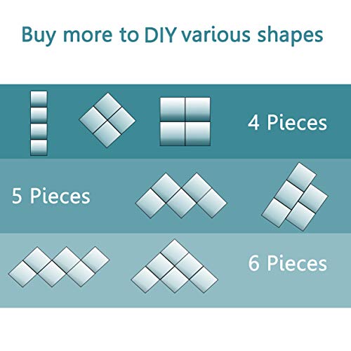 Edgewood Frameless Wall Mirror Self-Adhesive Tiles Full Length Real Glass 4-Piece Set, 11.5X11.5 Inches #TOP6