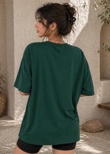 Image of London Hills Oversized Tshirt for Woman | t Shirt for Woman Oversized Fit Printed Round Neck | Tops for Woman's | Women t Shirt Loose Fit Drop Shoulder | t Shirts for Women | Western Tops