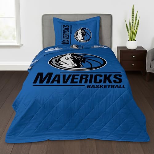 Northwest NBA Dallas Mavericks Summarize Quilted Throw Blanket with Sham, Soft Cozy Bedding, All Seasons, 60 x 80 inches