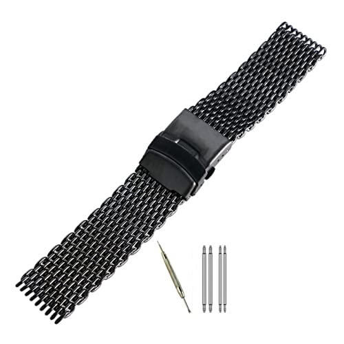 Bracelet de montre anti usure réglable en maille de requin acier inoxydable 24mm