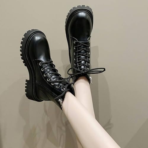 Bottes de combat en cuir synthétique blanc avec semelle à crampons - 5