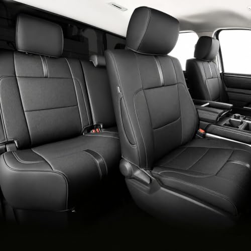 CreekT Full Set car seat Covers for Toyota Tundra 2022-2026 Faux Leather Waterproof Pickup seat Covers Custom fit for Toyota Tundra Accessories for Truck seat Covers 2022 2023 2024 2025 2026 SR SR5