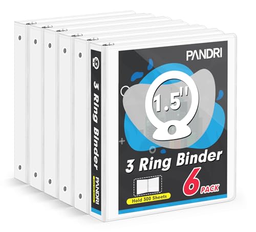 Classeur à 3 anneaux 3,8 cm blanc lot de 6 classeurs de bureau pour rangement de feuilles
