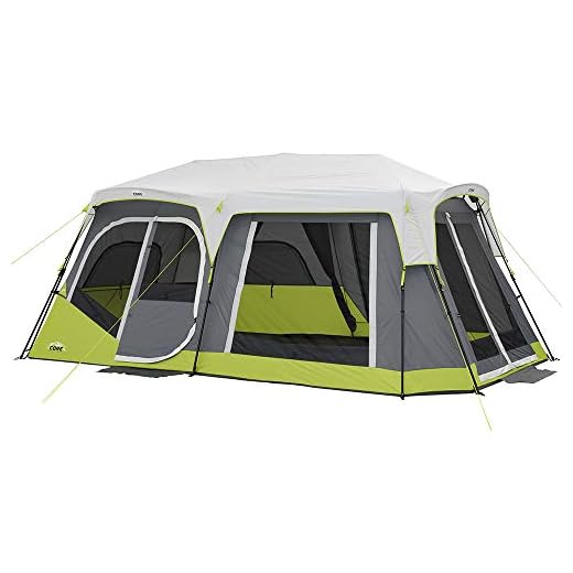 CORE 12 Person Instant Cabin Tent | 3 Room Tent for Family with Storage Pockets for Camping Accessories | Portable Large Pop Up Tent for 2 Minute Camp Setup