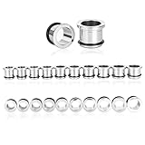 Vankula Tunnel Dehnset 10.5-15mm 0.5mm Ohrloch dehnen Single Flared Plugs Stretching kit Edelstahl Gedehnte Ohrpiercings Freundlich für frische Dehnungen Silber 1