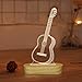 Guitarra 3D Illusion Optical Night Light LED Lámpara de mesita de noche para niños Hombres Him Músico Amante Regalos de vacaciones, Color blanco cálido