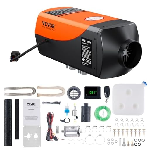 VEVOR Chauffage Diesel 12/24 V 2 KW Consommation 0,12-0,26 L/h Réchauffeur d'air Diesel 8-36 ℃ Réglable 10-15 m² Contrôle Intelligente LCD et Télécommande Réservoir 10 L pour Camion Bateau Intérieur