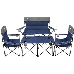 CAMPHILL Camping Chair Set of 3, Outdoor Folding Camping Chairs for Heavy People with Cup Holder & Carry Bag,Collapsible Chair Include One Sofa Chair and Two Single Chair,Support up to 500lbs