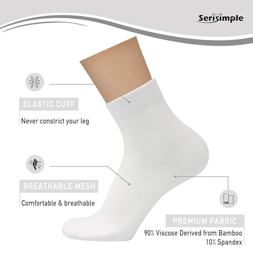 SERISIMPLE Mens Rayon Bamboo Ankle Breathable Socks Thin Quarter Athletic Comfortable Casual Mesh Socks 5 Pairs2