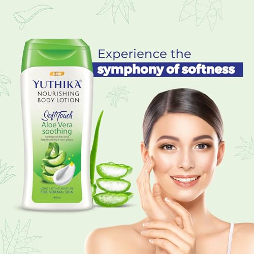 Image of Yuthika Aloevera Nourish Body Lotion 40ml - Hydrating Moisturizer for Men & Women, Non-Irritant & Non-Sticky, 24H Hydration for Oily to Normal Skin (16 Pcs in Jar)