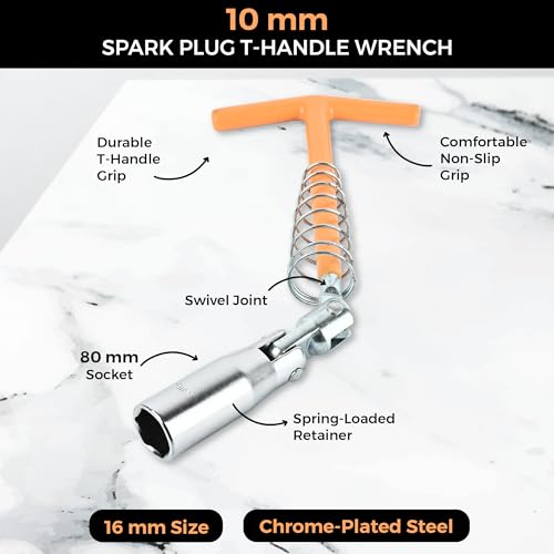 Image of 16mm T Handle Spark Plug Wrench (CE-60042) | Heavy-Duty Spark Plug Removal Tool | Steel Socket with Spring Grip | Ideal for Motorcycles, Scooters & Small Engines