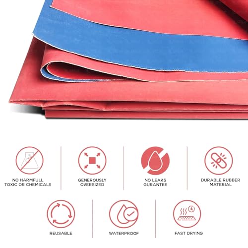 Image of OTICA Mackintosh Waterproof Rubber Bed Sheet (2 Meter) with Nitrile Blue Exam Hand Gloves 50 pcs (Large) - Reusable Bed Protector Mat for Hospital & Home Use, Medical Examination Gloves
