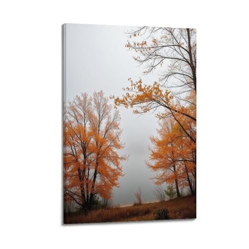 Poster de paysage d'automne brumeux ZOGJIN toile 60x90 cm décoration moderne avec cadre pour salon
