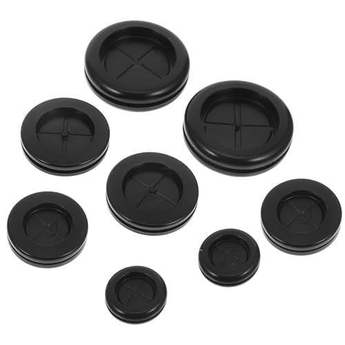 Veemoon 8pcs Rubber Grommet Kit Double-Sided Wire Protector for Electrical Wiring PC Hardware Cable Hole Plugs Assorted Sizes 20-42mm Black Dustproof Seal Rings for Industrial Use