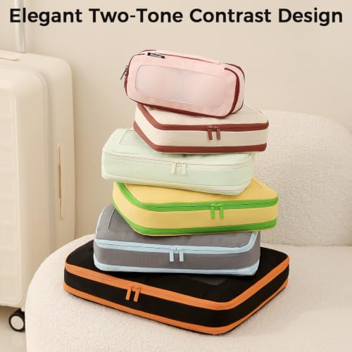 Image of BAGAIL Durable Compression Packing Cubes for Travel, 6 Set-Jet Black