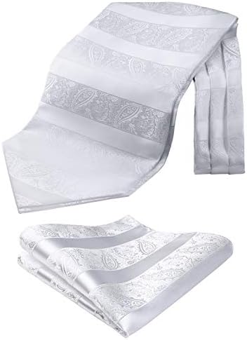 Ensemble De Mouchoirs De Poche / Cravate Ascot Pour Homme - Motif Paisley Fleuri - Soie Mélangée