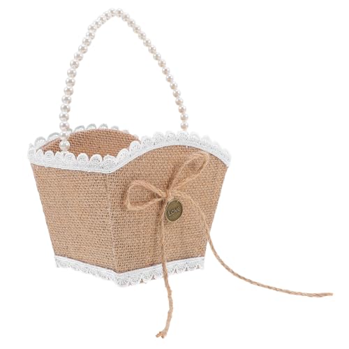 TOYANDONA Cesta de Niña Flores para Boda Rústica y Elegante de Algodón y Lino, Ligera y Versátil para Ceremonias y Decoración Nupcial