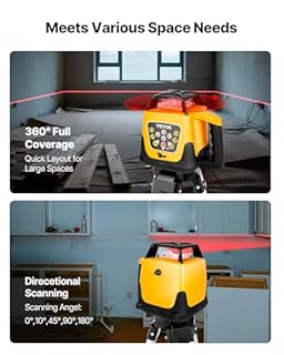 VEVOR Kit Niveau Laser Rotatif Autonivelant 360°, Portée 300 m, Faisceau Rouge, Inclinaison Réglable, Angle de Balayage Flexible, Étanchéité IP54, Précis, avec Récepteur, Télécommande, Étui Transport