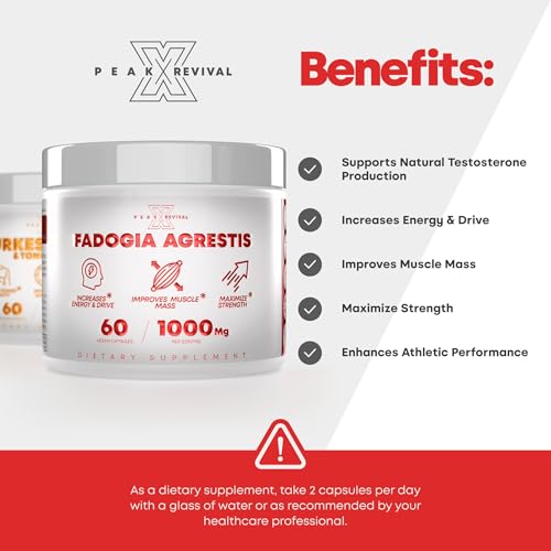Image of Testosterone Booster for Men with Fadogia Agrestis 1000mg Per Serving - Improve Natural Testosterone production, Increase Energy and Muscle Growth - Workout Supplement USA Made (60 Capsules)