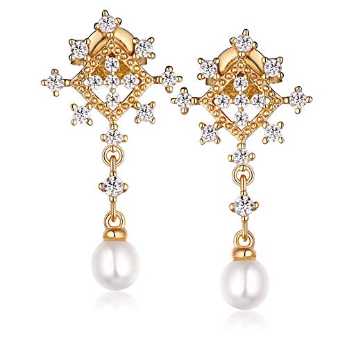 Boucles d'oreilles clous en perles naturelles pour femme au style rétro et élégant