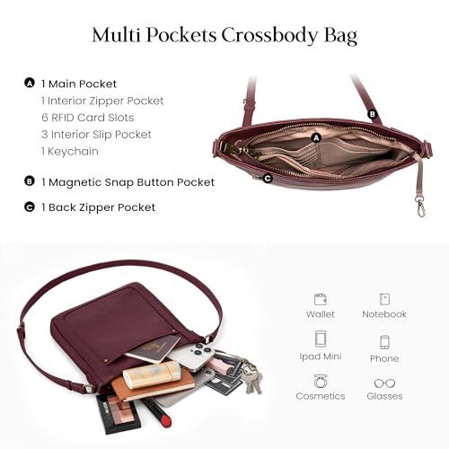Image of befen Genuine Leather Crossbody Purses for Women Travel Cross Body Bags Lightweight with Adjustable Shoulder Strap