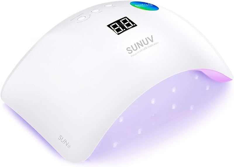 SUNUV UV Light for Gel Nail Polish, UV LED Nail Lamp, Auto Sensor SUN8 Pink | 3 Timer Settings, 21 LEDs, Fast Curing, LCD Display, Fits All Gel Polish, Home & Salon Use