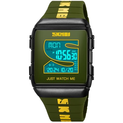 Unisex Waterproof Digital Watch Casual Electronic Wristwatch Stylish Sport Streetwear Silicone Strap 2 Time Alarm Chronograph Outdoor Sport Fitness Daily Wear Lightweight Wristwatch for Men Women Teens