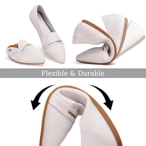 Image of Frank Mully Women's Casual Loafer Flats Slip On Loafer Shoes Comfortable Knit Flat Shoes Classics Pointy Toe Loafer Flats,for Work,Travel