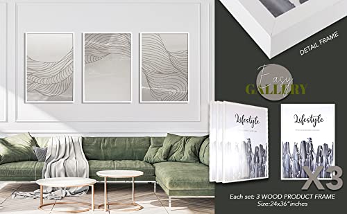 Art Maison 24X36 Inch Wood Picture Frame Set Of 3, White Gallery Wall Frames, Hanging Photo Display Frame Set For Wall Decor, Poster Certificate Frame #TOP2