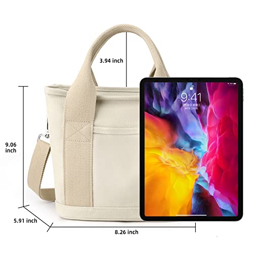 Small Tote Bag For Women Mini Khaki Canvas Crossbody Tote Bag With Zipper Stylish Satchel Shoulder Bag Hobo Handbag #TOP3