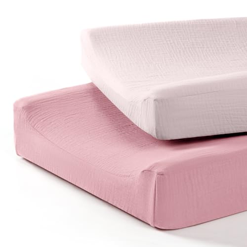 Image of lulumoon Baby Changing Pad Cover: Muslin Diaper Changing Table Pad Cover - Changing Pad Sheets for Girls Boys
