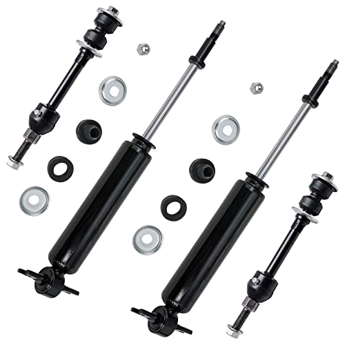 Image of Detroit Axle - Front Shock Absorbers for 2002-2008 Dodge Ram 1500 Replacement 2003 2004 2005 2006 2007, 2 Complete Shock Absorbers 2 Sway Bar Links