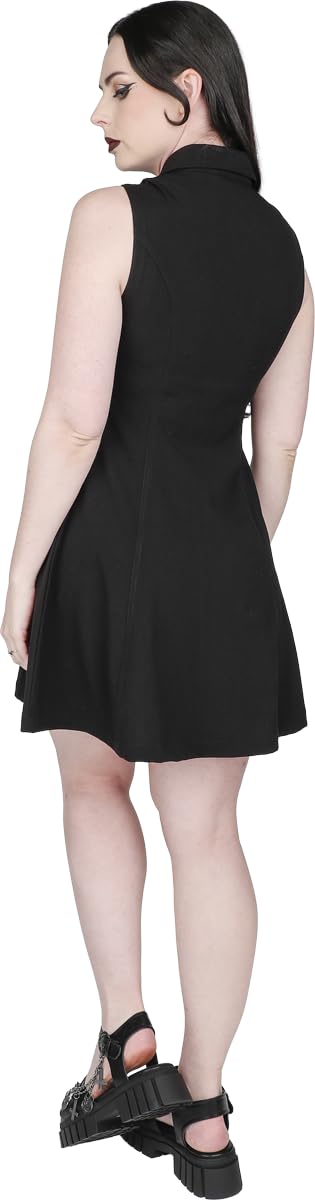Gothicana by EMP Damen schwarzes A-Linien-Kleid mit Metalldetail