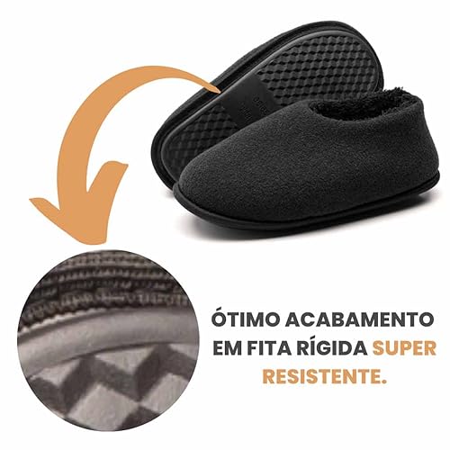 Pantufa Sapatinha Ante Derrapante Forração de Pelo 100% Poliéster (35/36, Preto)