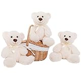 MaoGoLan Teddy Bear 13.5 Inch Stuffed Animals Plush Toys 3 Bulk of White Stuffed Teddy Bears Birthday Gift for Girls