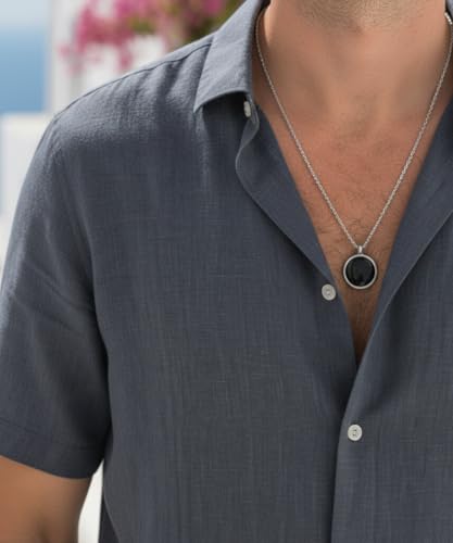 Image of VastraVibes Premium Cotton Linen Shirt for Men | Half Sleeve Slim Fit Casual Shirts | Lightweight Beach Wear & Festive Outfits | Trending Pastel Colors