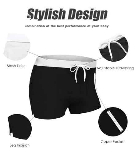 image for COOFANDY Mens Quick Dry Lightweight Square Leg Cut Trunks Swimwear, 1 