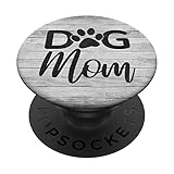 Cool Trendy and cute inspired Phone grip by ASBPOD Store. Dog Mom on Vintage Gray Look Dogs Lover moms Adhesive backing attaches the PopGrip to your case or device. Will not stick to silicone, leather, waterproof, or highly textured cases. Works best...