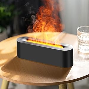 Flame Essential Oil Diffusers, Upgrade 7 Colour Lights Aromatherapy Diffuser, Oil Diffuser, Air Humidifier, Aroma Diffusers for Home, Bedroom, Office, Yoga, Timer & Waterless Auto Off 150ml (Black)