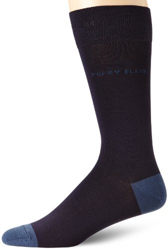 Perry Ellis Men's Flat Logo Heel Toe Mercerized Cotton Sock