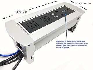 Pwr Plug Connectivity Box Power Hub Module Conference Table in-Desk Media Center 3-USB