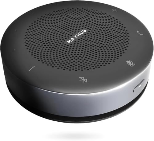 Image of Enther&MAXHUB BM11 conference speakerphone with 360triple mic array, 10 ft voice pickup, noise reduction, USB C, Bluetooth speaker compatibility with leading platforms, ideal for meeting, home office