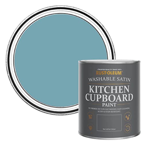Rust-Oleum Blue Scrubbable Kitchen Cupboard Paint in Satin Finish - Belgrave 750ml