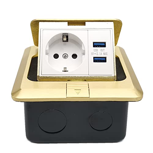 Enchufe de suelo Bounce Enchufe de mesa plegable con 2 puertos USB, enchufe de pared para empotrar, mesa de suelo, encimera, cocina de restaurante, dorado