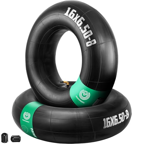 MOOVMOOV Cámaras de Aire 16x6.50-8 / 16x7.50-8 con Válvula en Ángulo TR87 (x2) - Cámaras de Aire de Repuesto para Cortacéspedes, Carretillas, Carretillas de Mano, Carros y Remolques de Jardín, y Otros